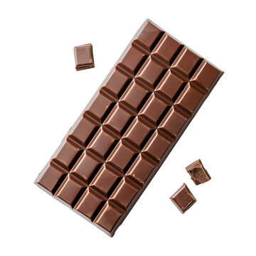 Delicious chocolate bar in an up close view, Isolated on Transparent Background, PNG