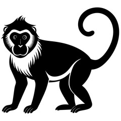 Hoests monkey colobus silhouette vector style black & white.