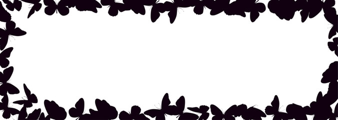 Frame of black butterflies. hand drawing. Not AI, Vector illustration