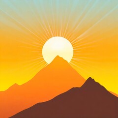 Fototapeta premium Background, sunrise, sun, halo, mountains, crisp and clear, gradation