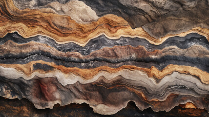 Layered rock strata background texture with a high level of detail and variations in color and striation. - Powered by Adobe