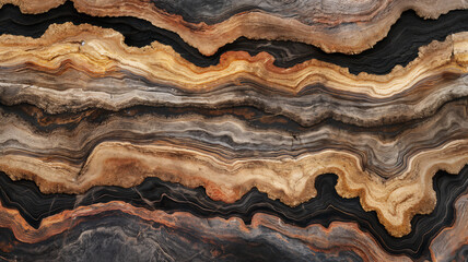 Layered rock strata background texture with a high level of detail and variations in color and striation. - obrazy, fototapety, plakaty