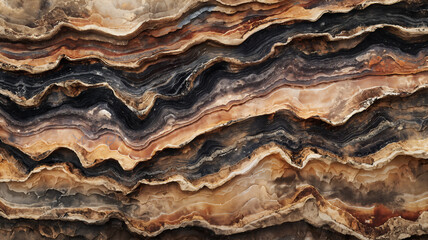 Layered rock strata background texture with a high level of detail and variations in color and striation.