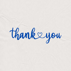 Elegant Blue ‘Thank You’ Note on Textured White Paper Background