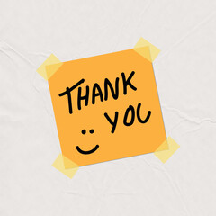 Elegant Blue ‘Thank You’ Note on Textured White Paper Background