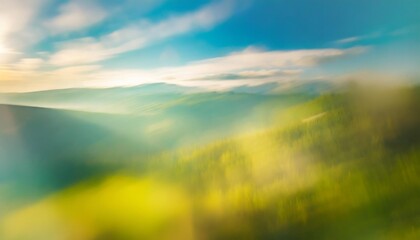 abstract bright gradient motion spring or summer landscape texture with natural yellow green lights...