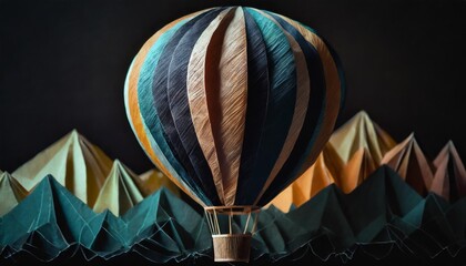 hot air balloon made of colorful cut out paper craft generative ai illustration - Powered by Adobe