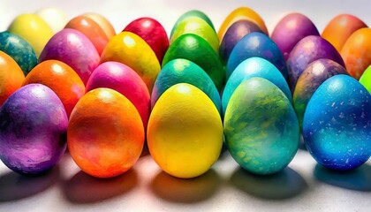 Fototapeta na wymiar colorful easter eggs lgbtqia rainbow pride colors on white background generative ai