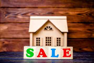Wooden home and text on the cubes SALE
