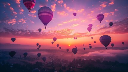 A group of hot air balloons are flying in the sky, AI - Powered by Adobe