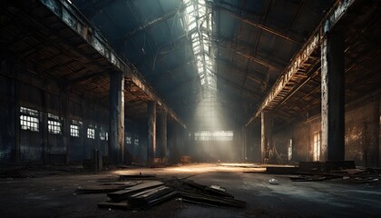 abandoned factory in the dark