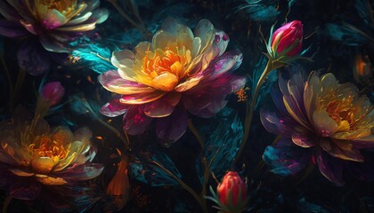 Obraz na płótnie Canvas beautiful floral seamless pattern abstract generative ai