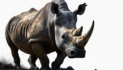 rhino isolated on white png generative ai