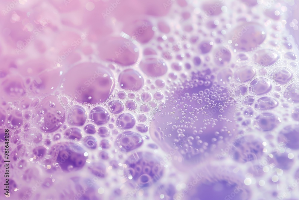 Poster a soft-focus image showcasing the delicate textures of pink soap bubbles. soft soap bubbles in pink 