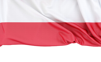 Flag of Poland isolated on white background with copy space below. 3D rendering
