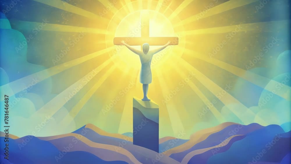 Poster the empty cross and the risen savior a powerful image of an empty cross with a triumphant and radian