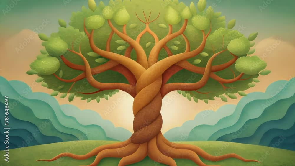 Poster in a garden there is a small vine that wraps itself around a sy tree symbolizing the strength and su