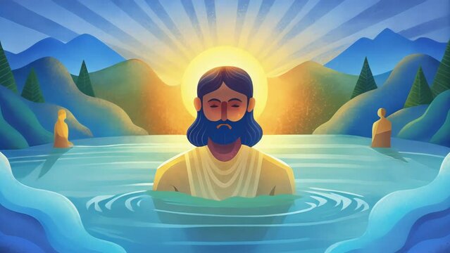The Baptism of Jesus In the Gospel of Mark we see the moment when Jesus is baptized by John the Baptist in the Jordan River. This visual