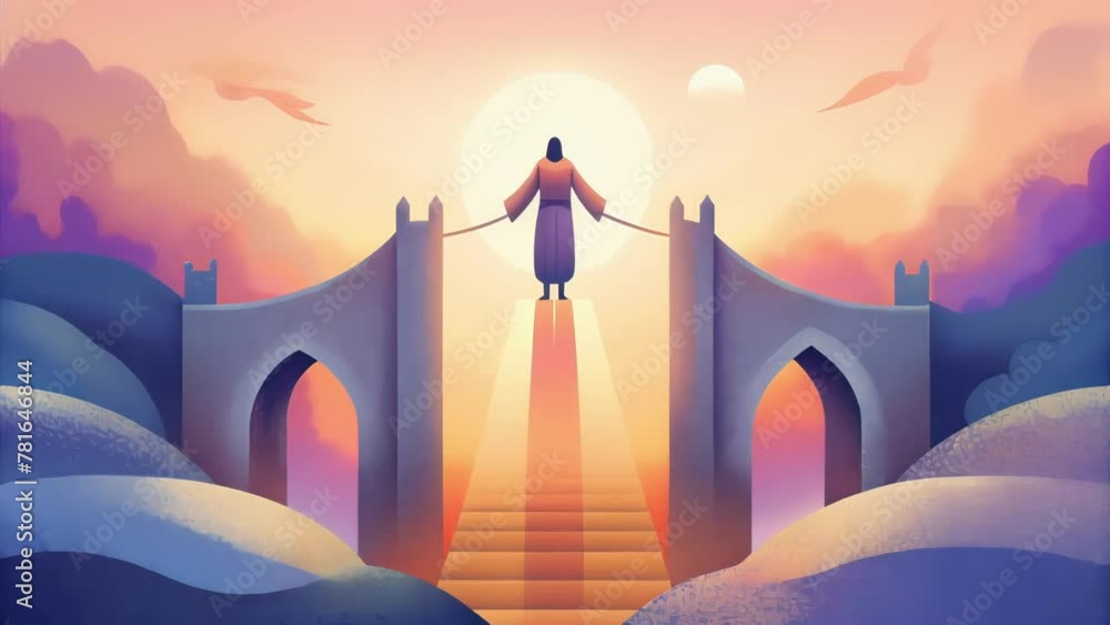 Poster the bridge builder imagine a bridge between you and your enemies each of you standing on opposite si