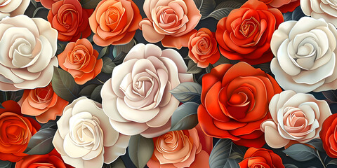 Close up illustration of a beautiful bouquet of roses. Perfect for use in decorations, celebrations, and as gifts for special occasions