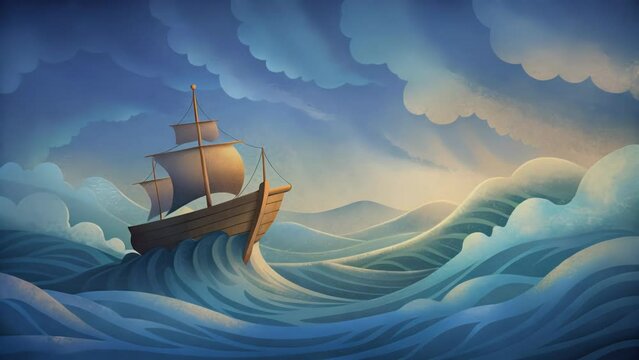 Picture a ship sailing through a stormy sea with waves crashing against its hull and winds howling all around. In the midst of this chaos a
