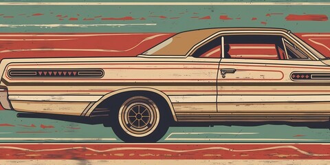 muscle car illustration, motors, roadtrips, ai image of cars