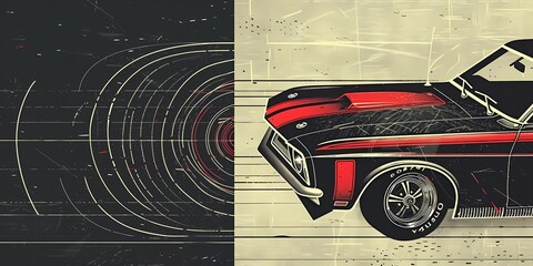 muscle car illustration, motors, roadtrips, ai image of cars