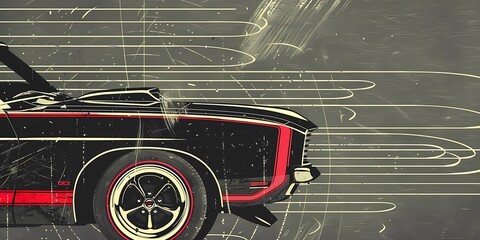 muscle car illustration, motors, roadtrips, ai image of cars