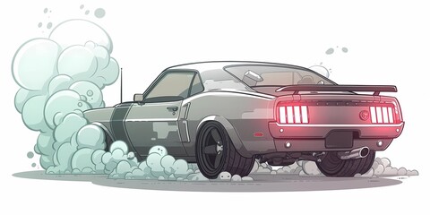 muscle car illustration, motors, roadtrips, ai image of cars