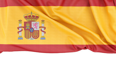Flag of Spain isolated on white background with copy space below. 3D rendering