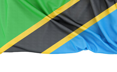 Flag of Tanzania isolated on white background with copy space below. 3D rendering - 781648261