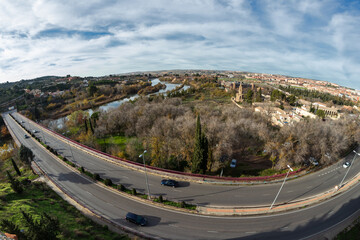Toledo, Spain - Dec 17, 2018: Toledo is an ancient city set on a hill above the plains of Castilla-La Mancha. Arab, Jewish and Christian monuments in its walled old city