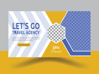 Travel youtube thumbnail or video thumbnail cover banner social media post and web banner template.