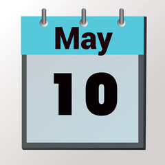vector calendar page with date May 10, light colors