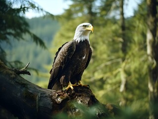 American Bald Eagle in natural habitat, Generative AI
