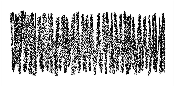 Graphite pencil, charcoal, chalk, black pastel vector hand drawn grunge grain texture. Rectangle long banner shape. Text background, border, header template. Rough artistic parallel vertical hatching.