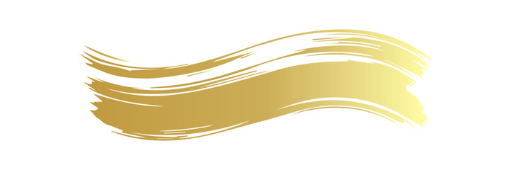 Gold paint brush stroke, ink splatter and artistic design element