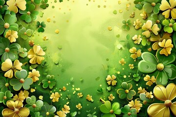 Festive St. Patrick's Day composition with lucky symbols and Irish colors, vector illustration - obrazy, fototapety, plakaty