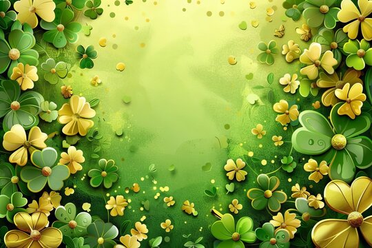 Festive St. Patrick's Day composition with lucky symbols and Irish colors, vector illustration
