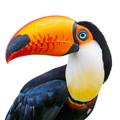 Half Body View in Close-up: The Toucan Bird, Isolated on Transparent Background, PNG