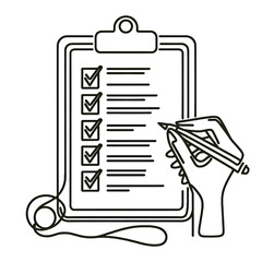 One continuous line drawing of Clipboard with checklist. isolated on white background