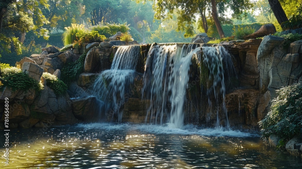 Canvas Prints Waterfall cascading through forest