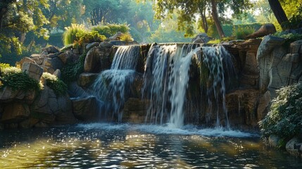 Fototapeta premium Waterfall cascading through forest