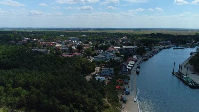 Port Of Mrzezyno Rzeka Rega Aerial View Poland