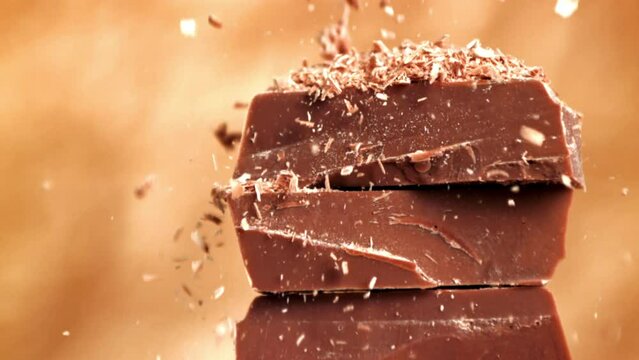 Super slow motion milk chocolate . High quality FullHD footage