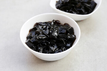 Grass jelly, herbal dessert. Mesona chinensis