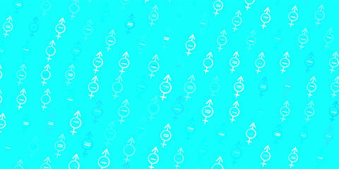Light Blue, Yellow vector pattern with feminism elements.