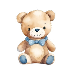 Obraz premium Cuddly Teddy Bears Simple Watercolor Cartoon Characters
