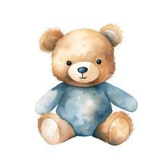 Cuddly Teddy Bears Simple Watercolor Cartoon Characters