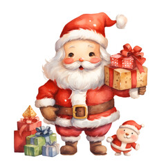 Cute Christmas Santa Claus with Gift Boxes